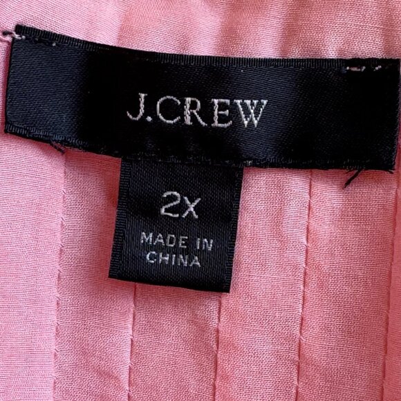 J. Crew Pink Silk Blend Top Button Up with Covered Buttons Pintuck Detail  2X - Picture 4 of 6